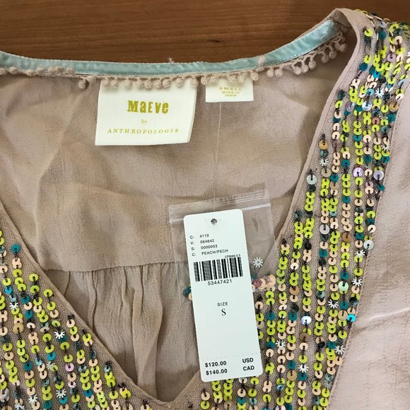 New w/ tags! Anthropologie Sequin Top - Picture 2 of 6